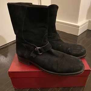 $450 Men’s Black Suede Buttero Boots - Size 11
